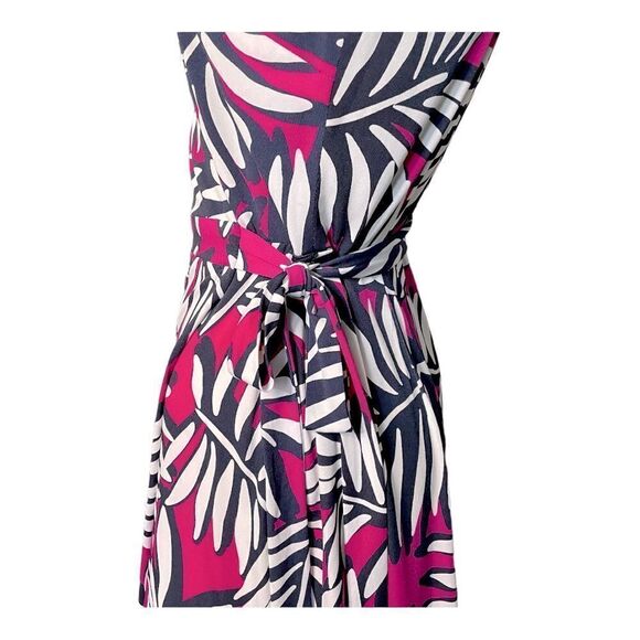 LAUNDRY Shelli Segal Wrap Dress Pink Navy White Floral Sleeveless Stretch 2 - Picture 3 of 6